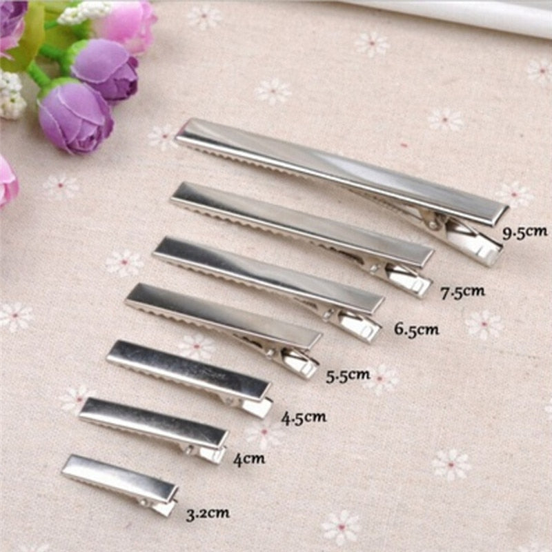 50 Pcs Silver Flat Metal Single Prong Alligator Hair Clips