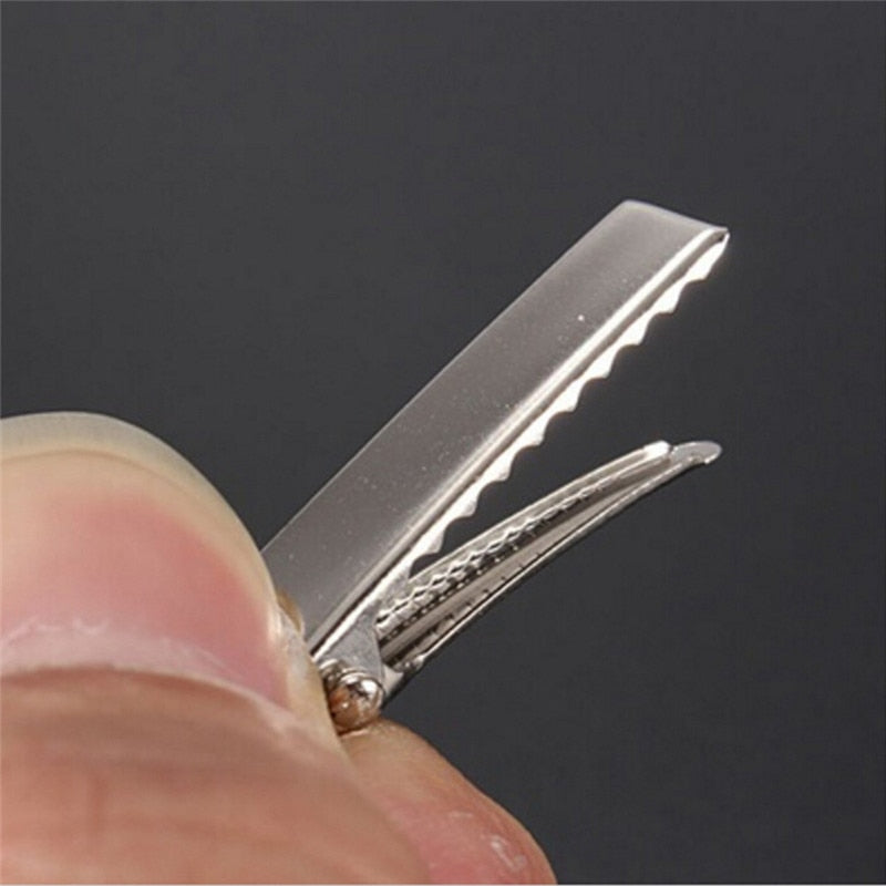 50 Pcs Silver Flat Metal Single Prong Alligator Hair Clips