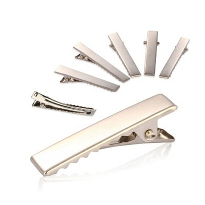 50 Pcs Silver Flat Metal Single Prong Alligator Hair Clips